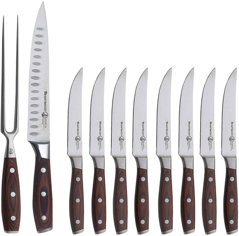 Messermeister Avanta Knife Bundle with (2 pc.) Carving Set and (8 pc.) Steak Knife Pakkawood Gift Set German Steel