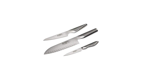 Global G-80338-3 Piece Knife Set with Santoku - Hollow Ground, Utility and Paring Knife